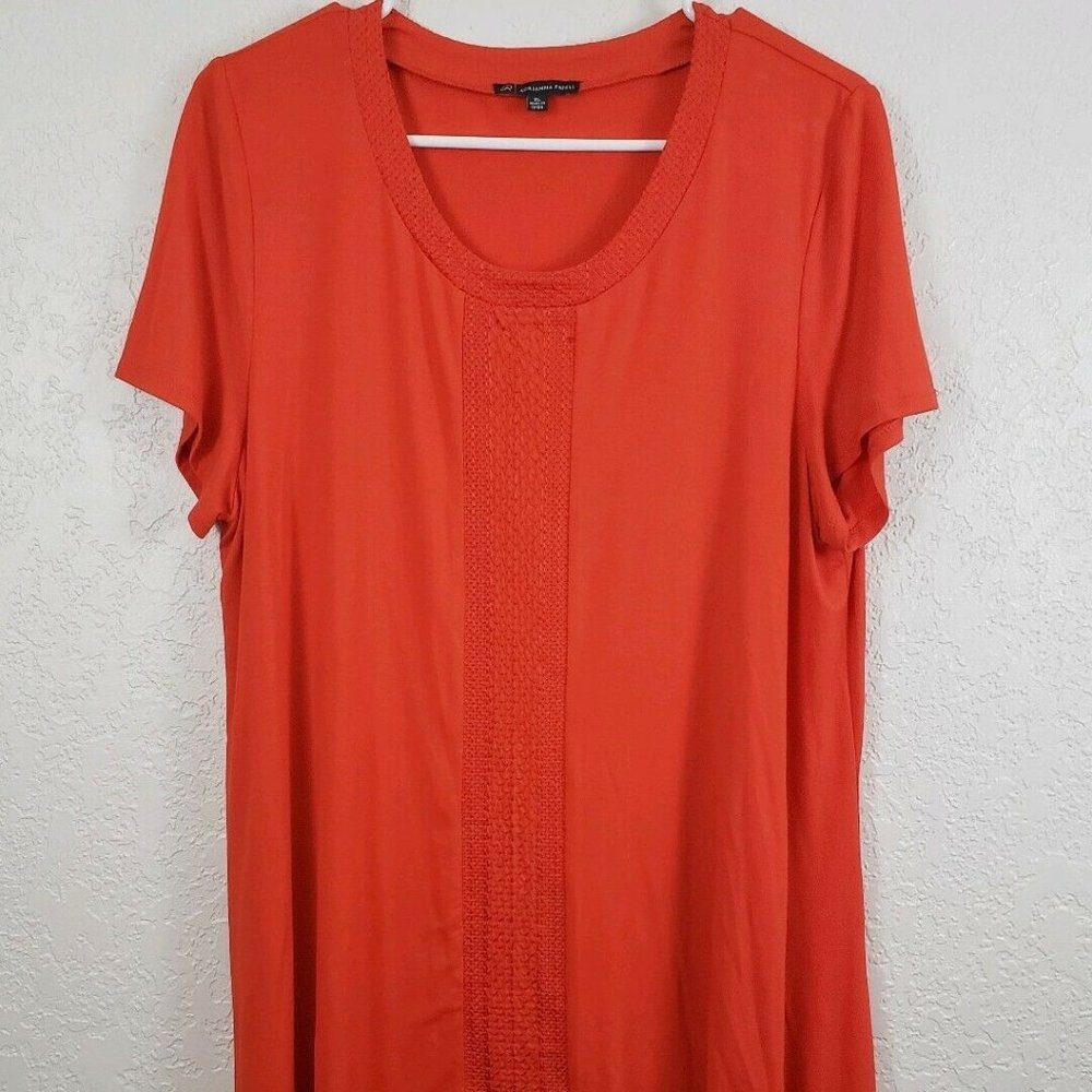 Adrianna Papell Embroidered Tunic Top Orange
